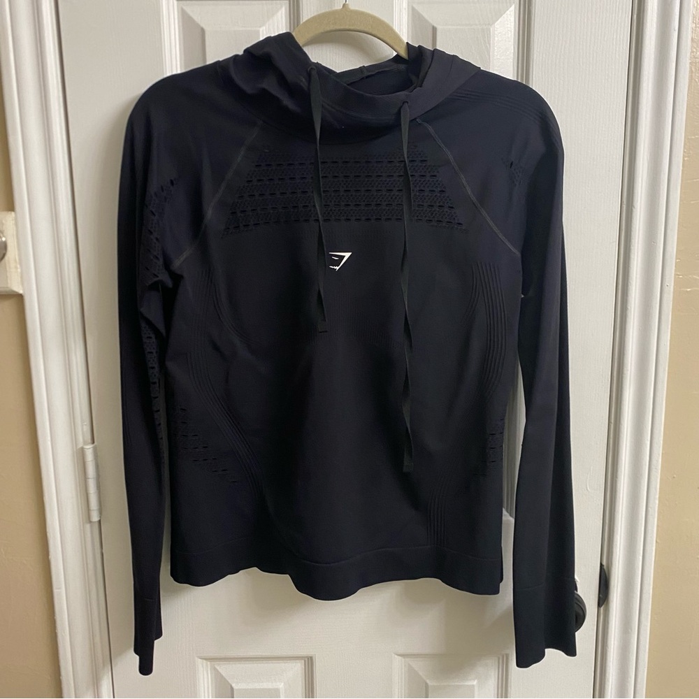 GYMSHARK Energy Black Long Sleeve Hoodie Size Small